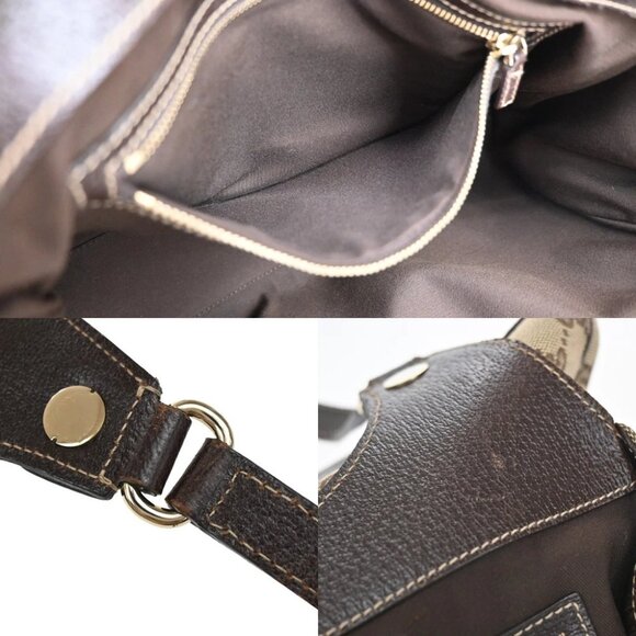 GUCCI Logo GG Pattern Shoulder Bag Canvas Leather Brown GHW Italy 76YH745 - Picture 12 of 14